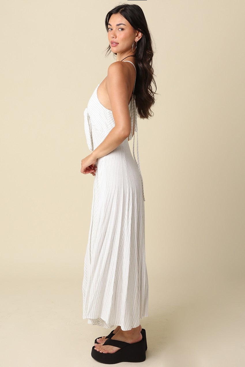 Belle Stripe Front-tie Maxi Dress