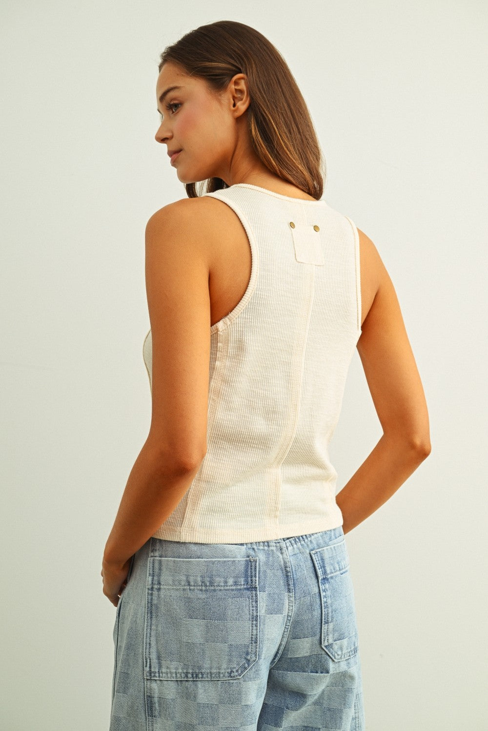 Washed Ribbed Sleeveless Tank