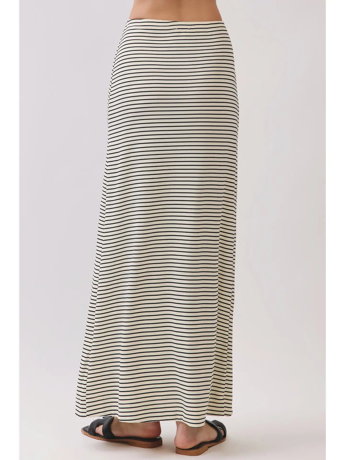 Stretch Waistband Classic Stripe Maxi Skirt