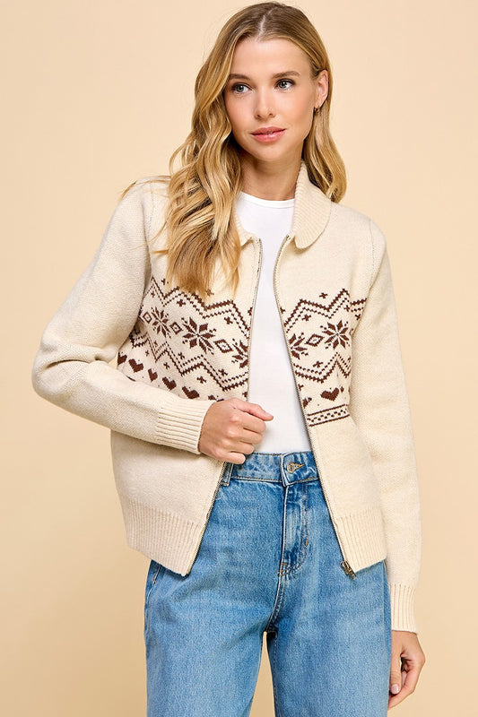 Fair Isle Pattern Knit Sweater