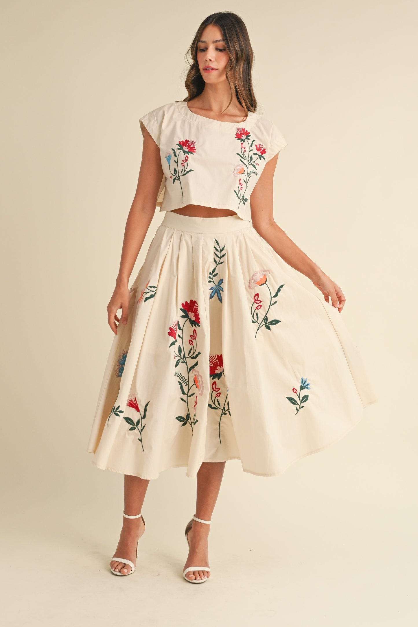 Floral Embroidered Set (Skirt)