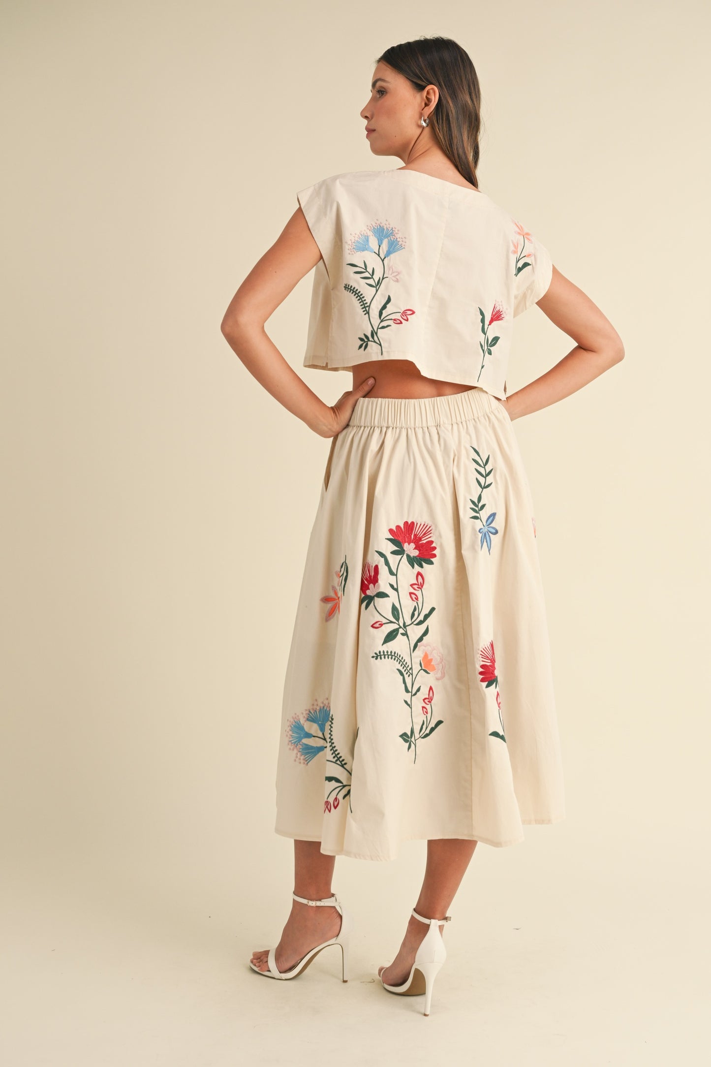 Floral Embroidered Set (Skirt)