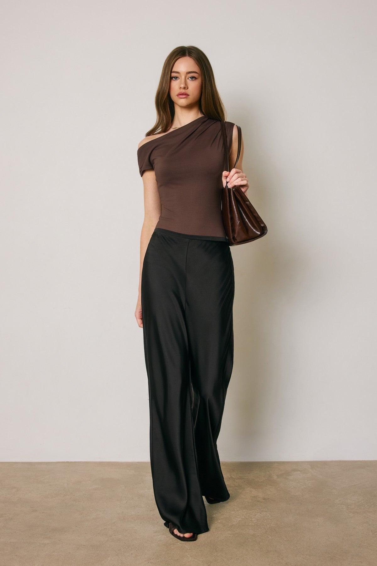 Relaxed Straight Leg Satin Pants
