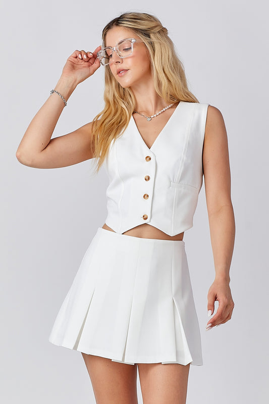Front Button Pleated Set (Top)
