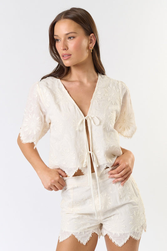 Front Tie Short Sleeve Top