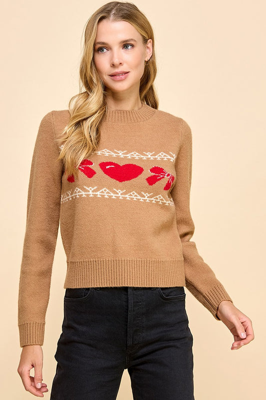 Heart and Bow Pullover Sweater