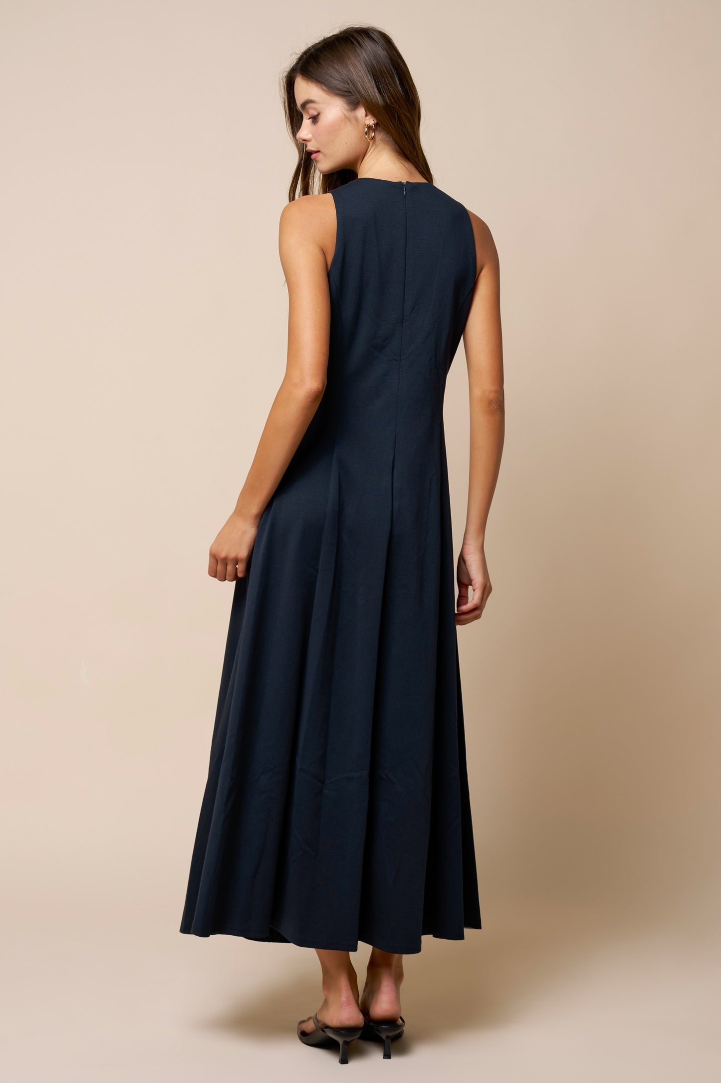 Flare Scuba Sleeveless Maxi Dress
