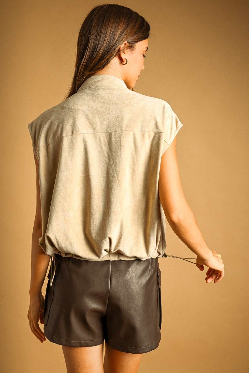 Zip-up Suede Vest