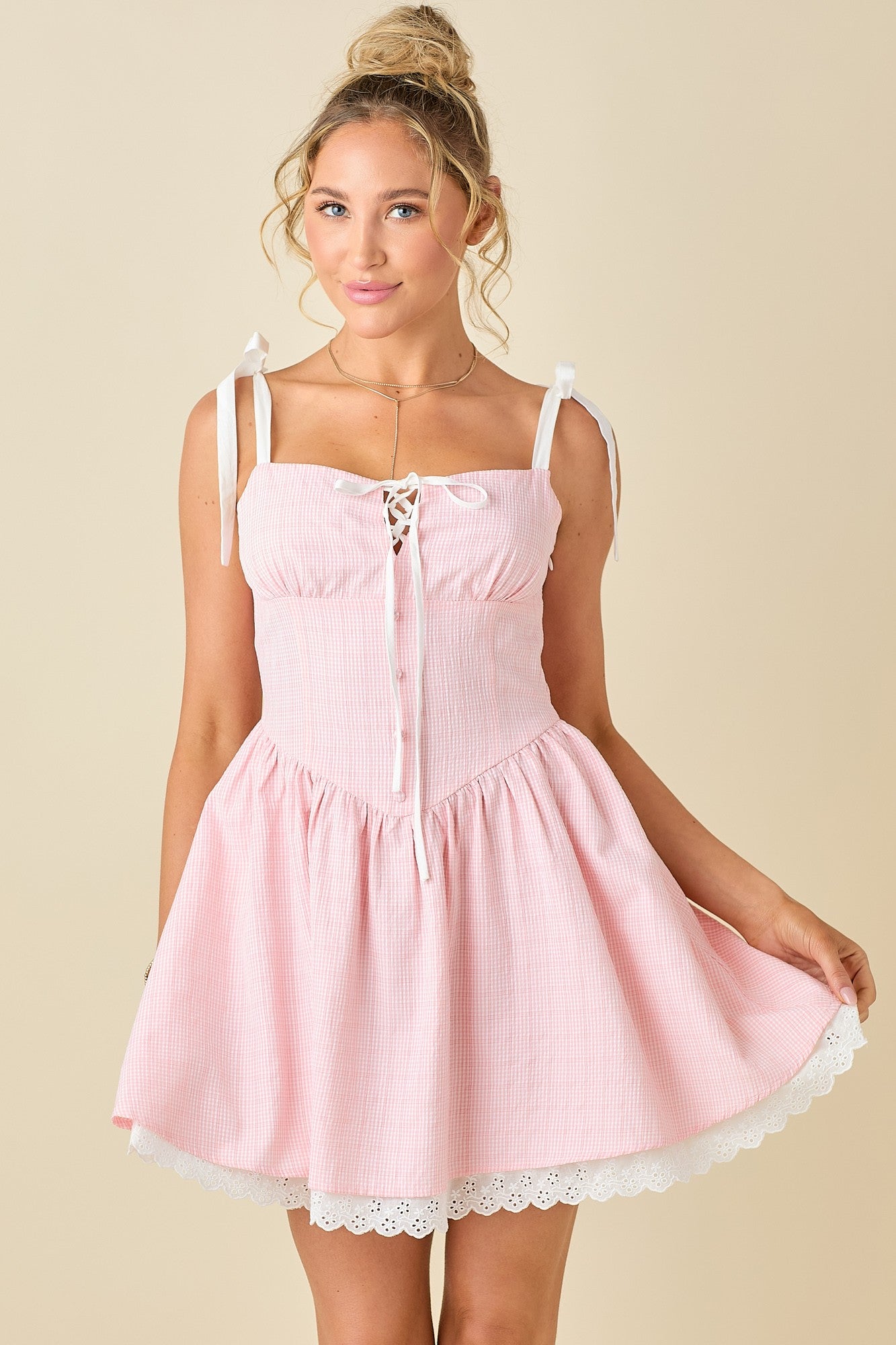Lace Trim Corset Dress – Charming Oaks