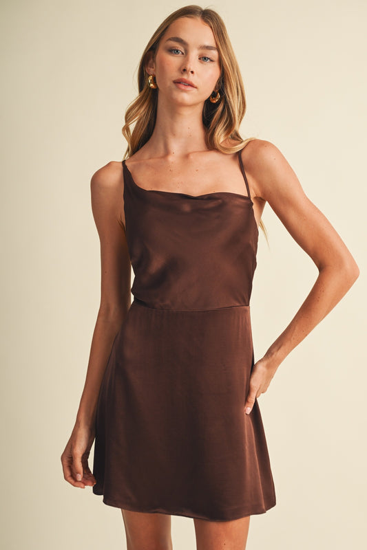 Satin One Shoulder Ruched Dress