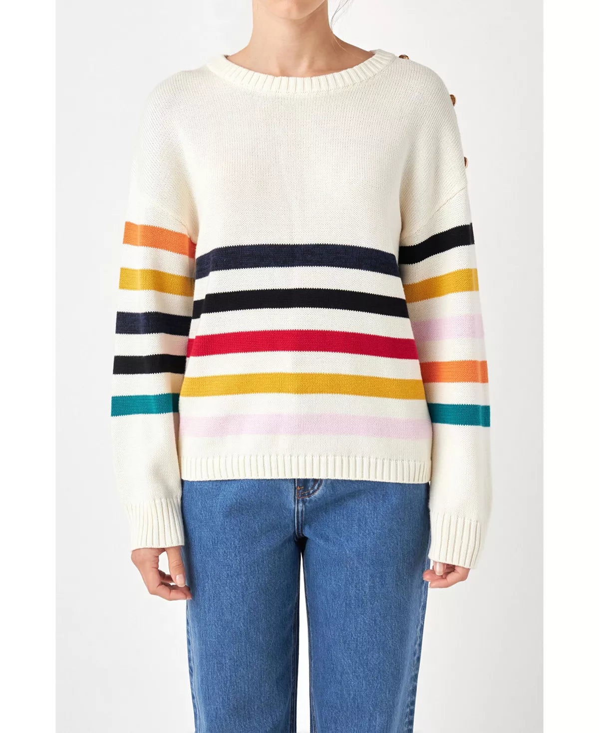 Multicolored Sweater with Button