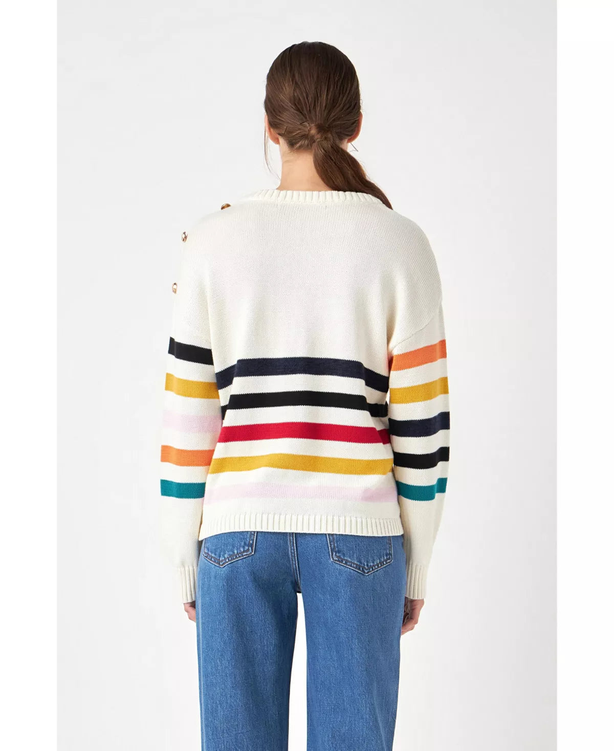 Multicolored Sweater with Button