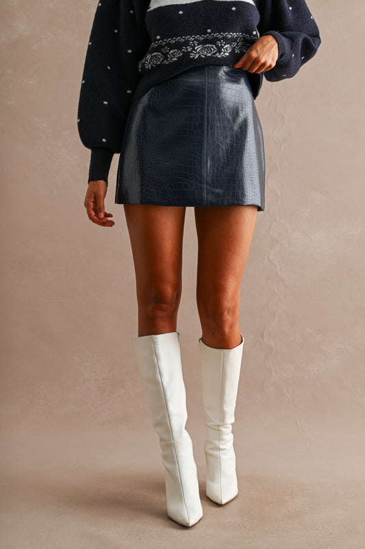 High Waist Faux Leather Mini Skirt