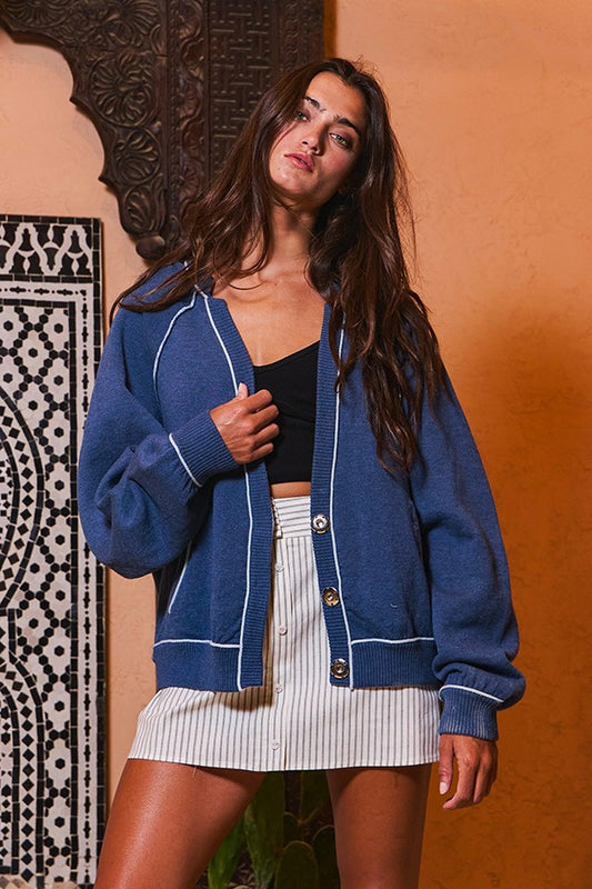 Oversize Front Button Cardigan