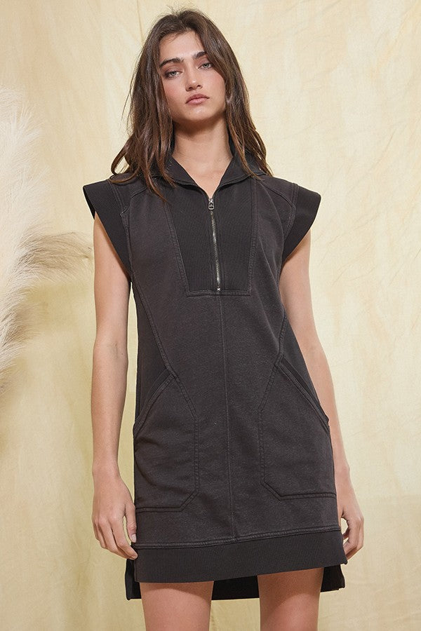 Ribbed Zip Front Dress