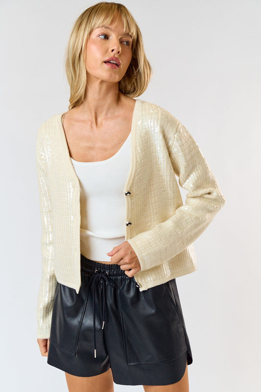 Sequin Button Down Cardigan