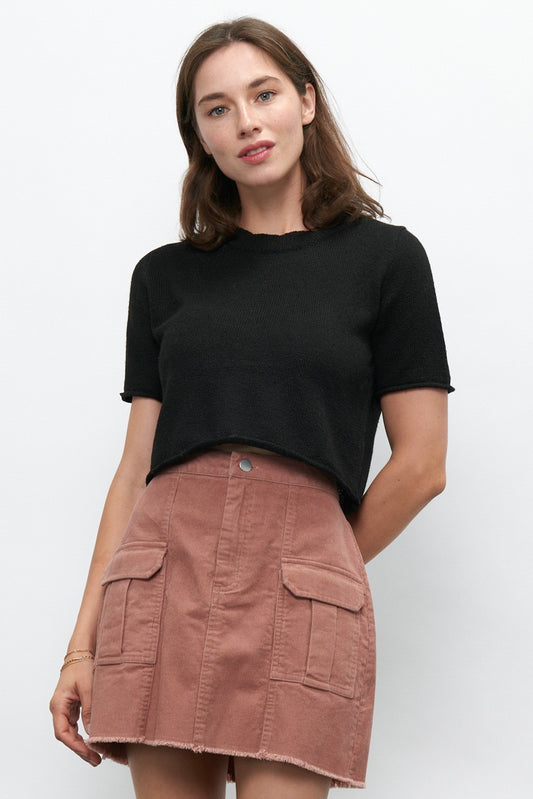 Short Sleeve Cropped Sweater Top