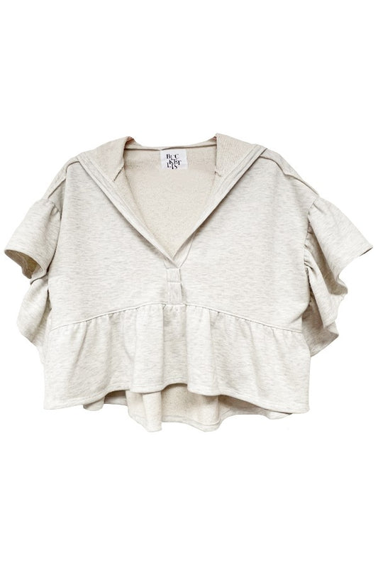 Short Sleeve Ruffle Crop Top