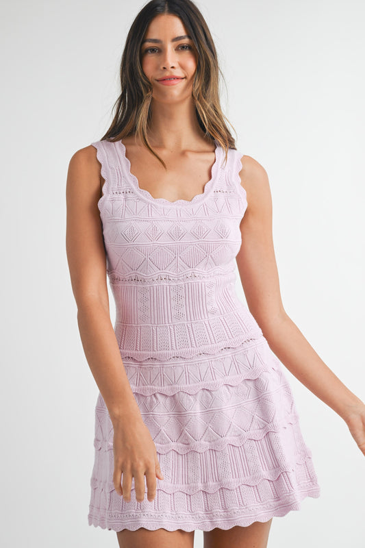 Sleeveless Knit Scallop Mini Dress