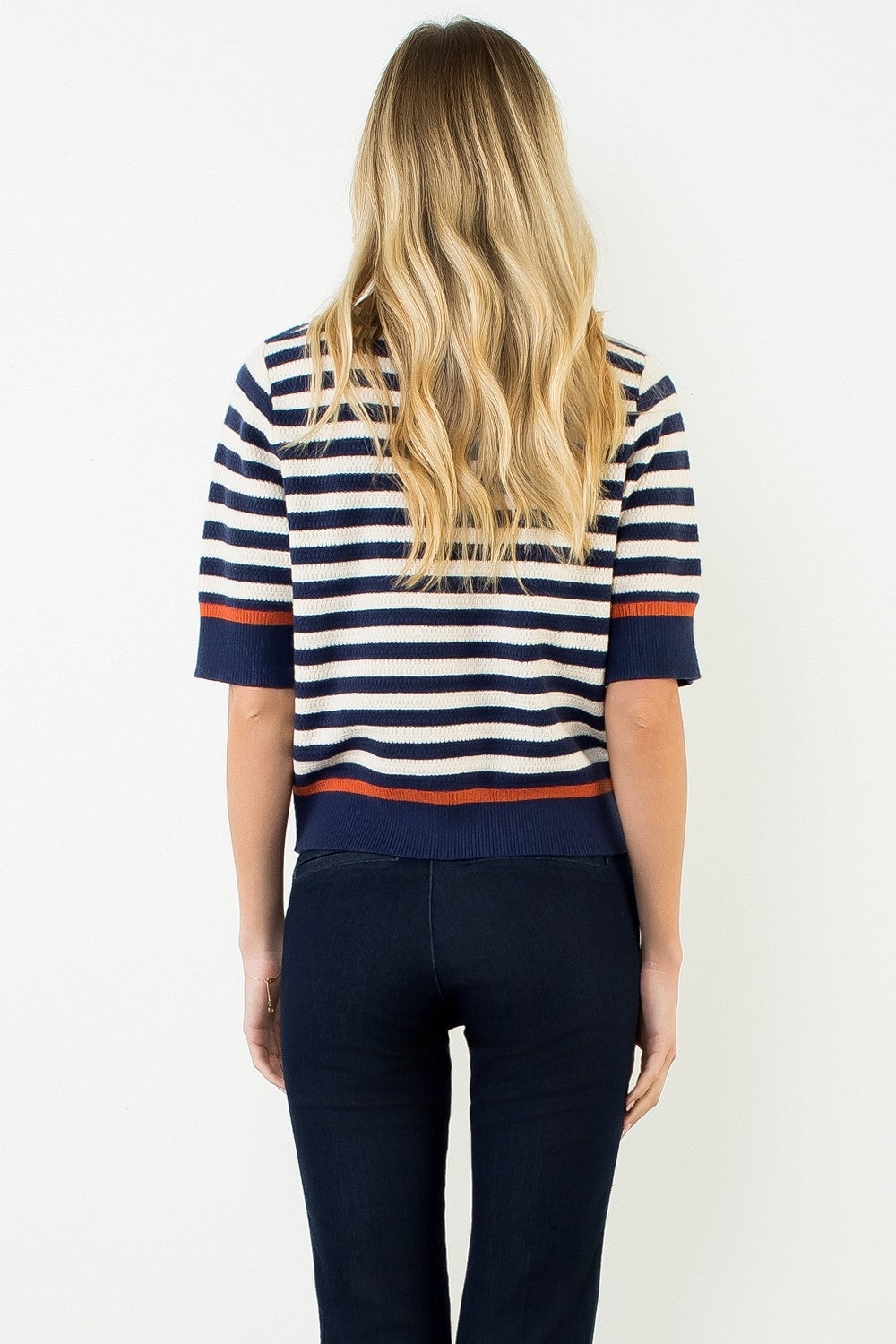 Striped Short Sleeve Sweater