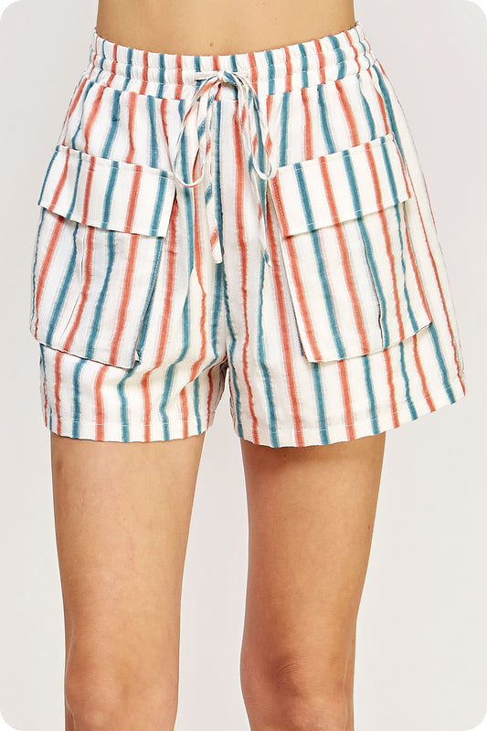 Striped Cotton Shorts