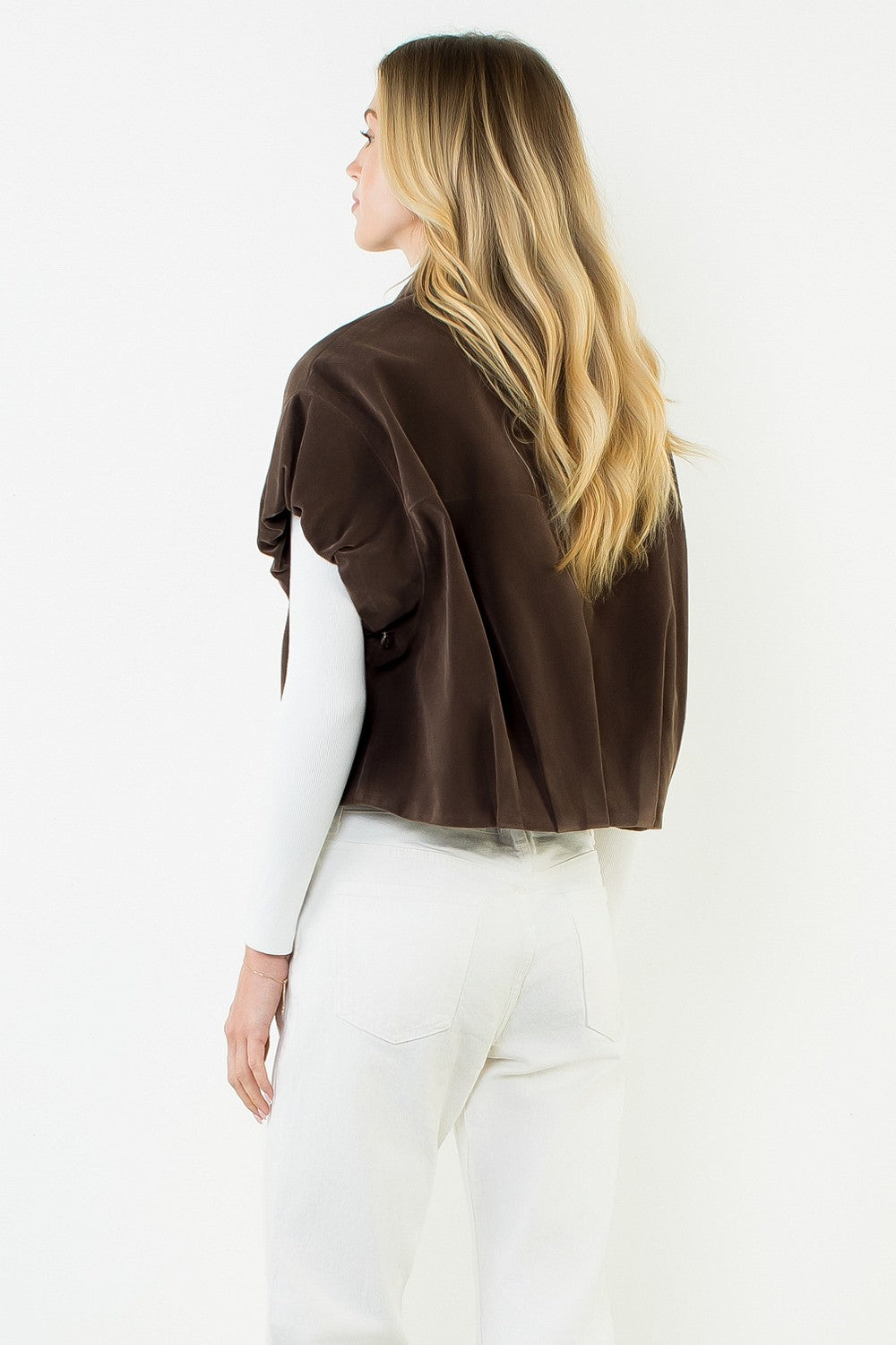 Sleeveless Suede Zip Jacket