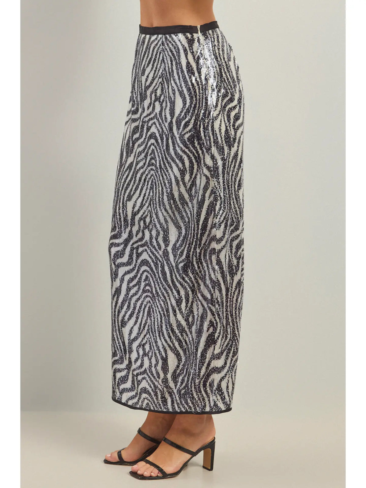 Zebra Sequin Maxi Skirt