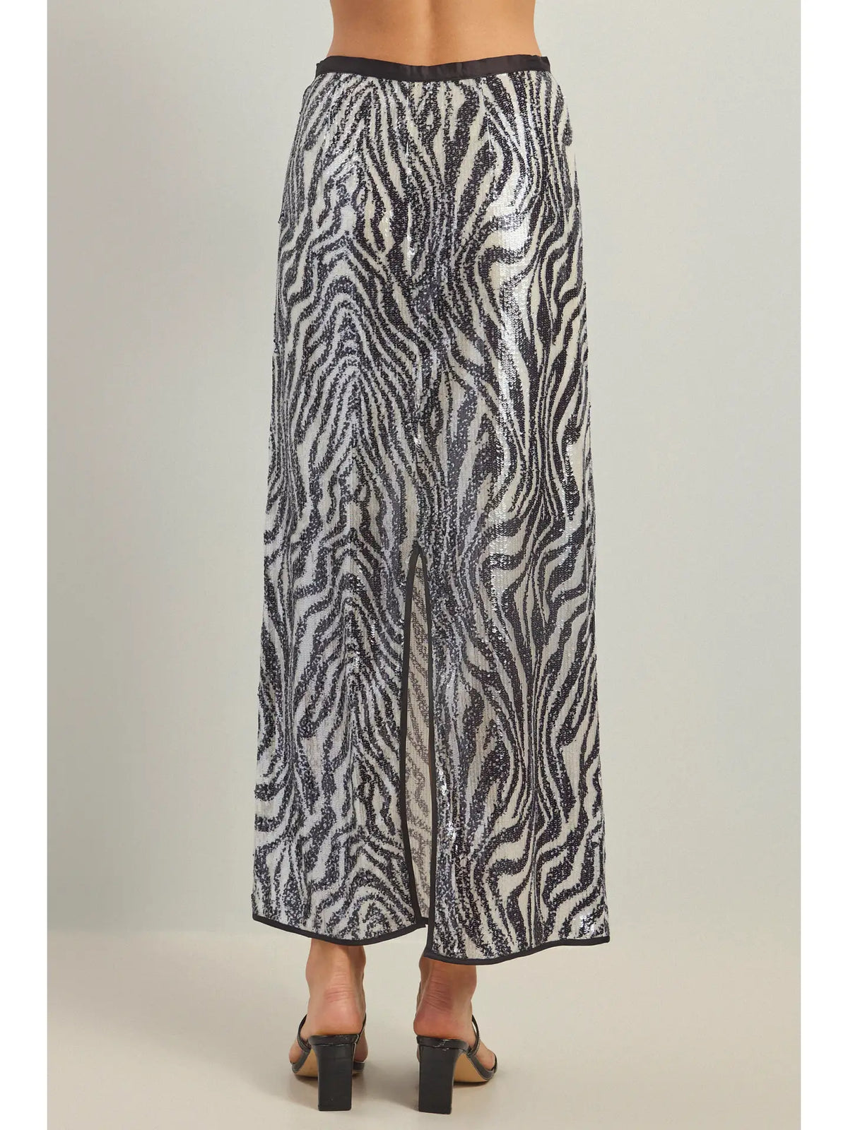 Zebra Sequin Maxi Skirt