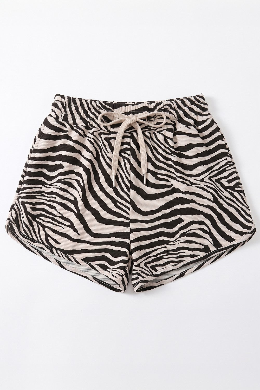 Zebra-patterned Drawstring Dolphin Shorts